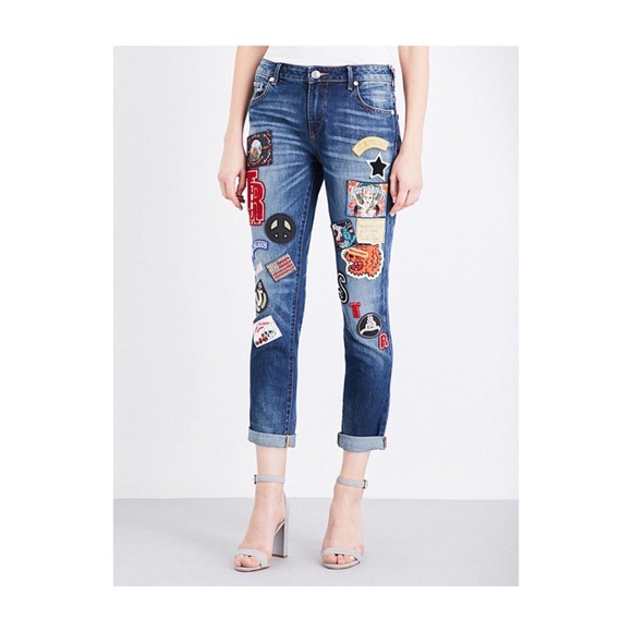 True Religion Denim - True Religion Patched Denim Fray Boyfriend Jean
